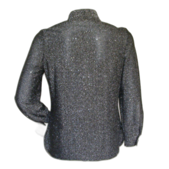 Vintage Top/Shirt-Jacket Set, S, 2pc, Silvery Sparkle, Rhinestone Buttons - Picture 4 of 12
